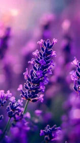 Lavender flower spikes displaying selective focus with bokeh depth rendering