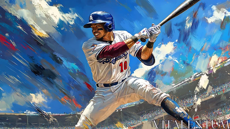 Electric baseball moment bursting with color and motion.