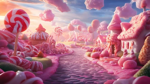 Candy Kingdom Fantasy: Whimsical Landscape of Sweet Architecture.