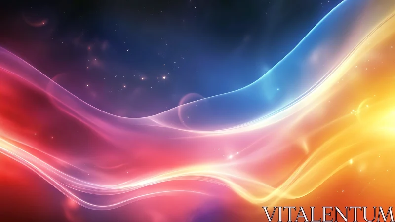 Prismatic light waves sweep across cosmic gradient field.