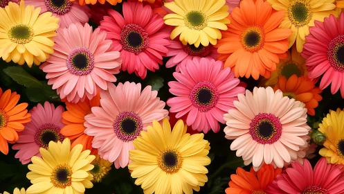 Rainbow Gerberas Dancing in Cheerful Abundance.
