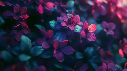 Neon Petals Dancing Through Twilight Shadows.