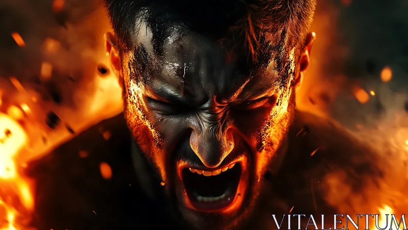 Thermodynamic rage portrait under explosive luminance fields.