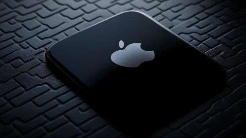 iPhone with Apple logo on textured keyboard surface