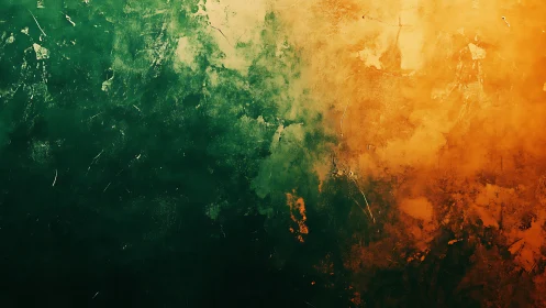 Textured green and orange gradient forms abstract border