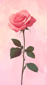 Pink Rose on Soft Background.
