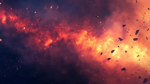 Pyrolastic Fragmentation Event: Ember-Laden Turbulent Field.