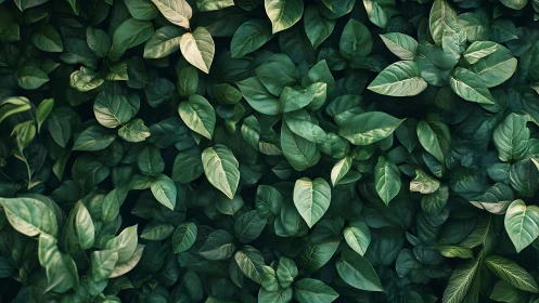 Dense overlapping green foliage in uniform top view frame.