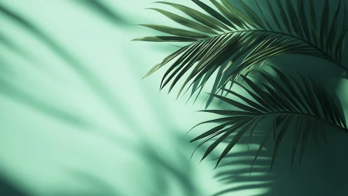 Palm leaf daydreams casting long shadows on mint light.