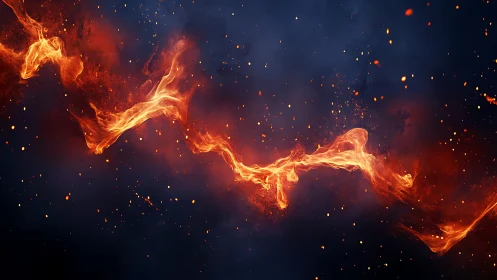 Luminous Fire Formation Against Dark Background