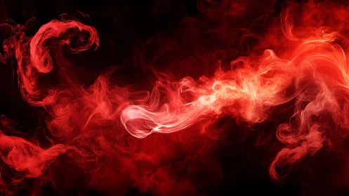 Crimson vapor plumes swirling across deep black void.