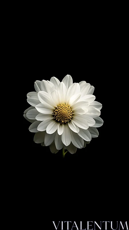 Pristine White Daisy Blooming Against Dark Background