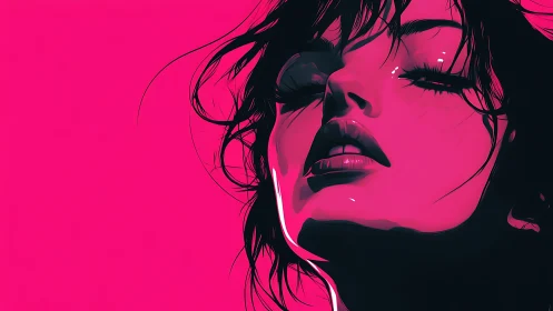 Neon-drenched portrait exhales slow-motion electric quiet