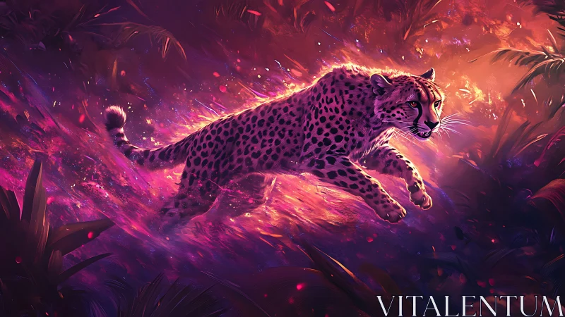 Leopard in Magenta Energy Field.