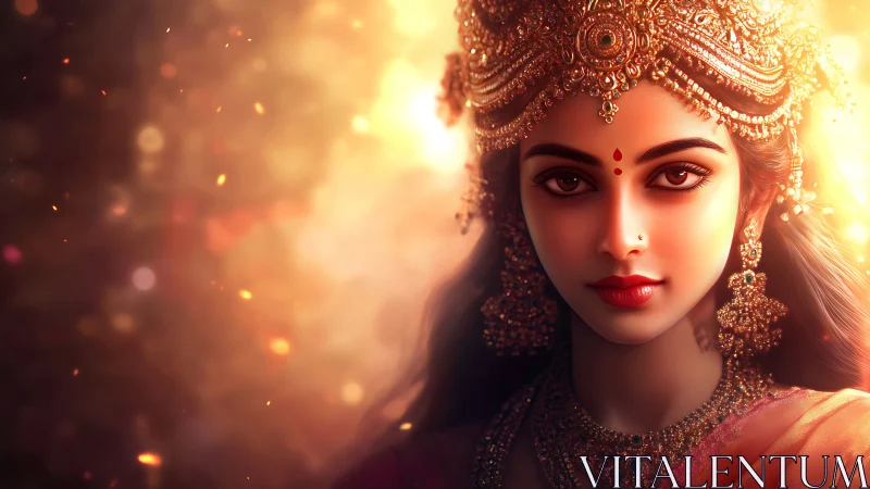 Regal South Asian portrait in ornate golden bridal adornment