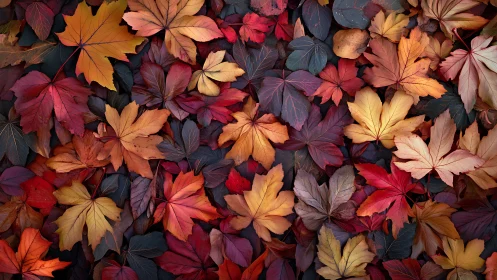 Crimson whispers of autumn drift across a velvet forest floor.