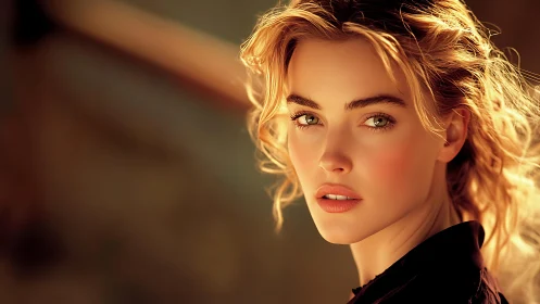 Digital portrait renders a woman’s face in warm side light