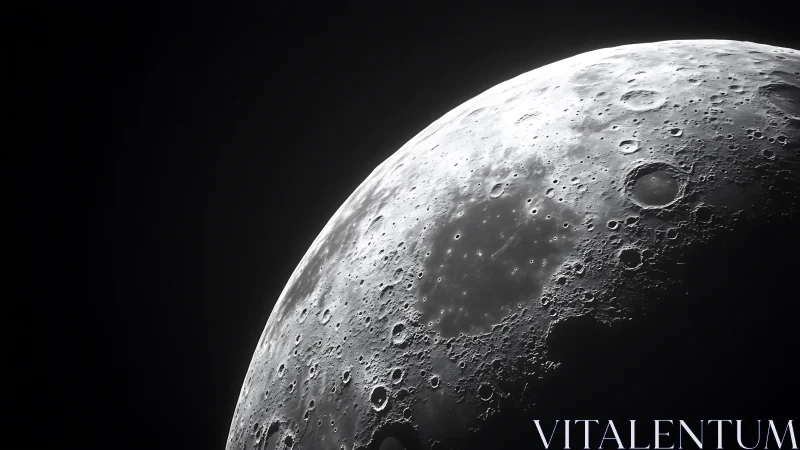 Lunar terminator close-up revealing craters in stark relief.