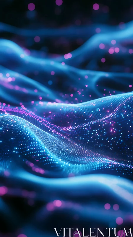 Neon quantum wavefield renders undulating particle networks