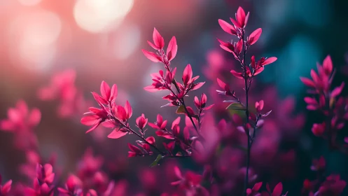 Neon Petals Dancing Through Dreamlike Bokeh Wilderness