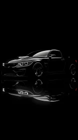 High-contrast studio render isolates glossy sports coupe silhouette