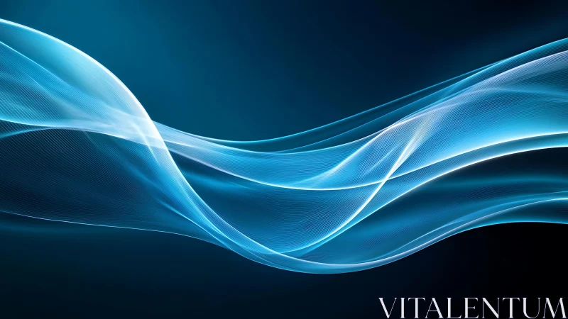 Digital cyan light waves over deep gradient blue background.