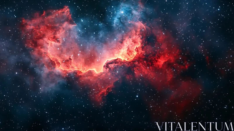 Stellar nebula cloud with vivid red ionized gas detail.