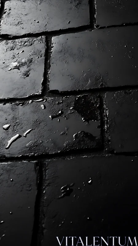 Wet midnight cobblestones quietly juggle shards of light