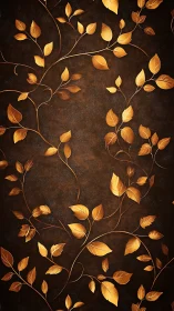 Gold leaf arabesque vines on textured umber decorative panel