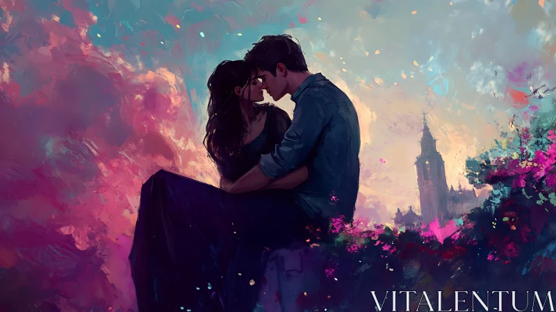 Digital Narrative Depicting Romantic Figure Study With Volumetric Atmospheric Rendering