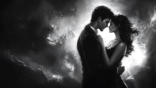 Two Hearts Collide in Luminous Storm.