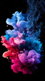 Colored ink plumes and bubbles suspended in dark liquid.