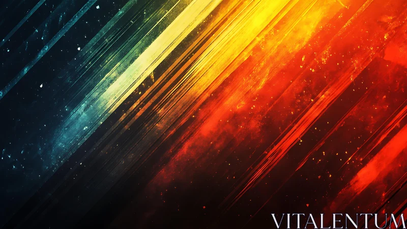 Vibrant Diagonal Abstract Art with Fiery and Cool Tones.