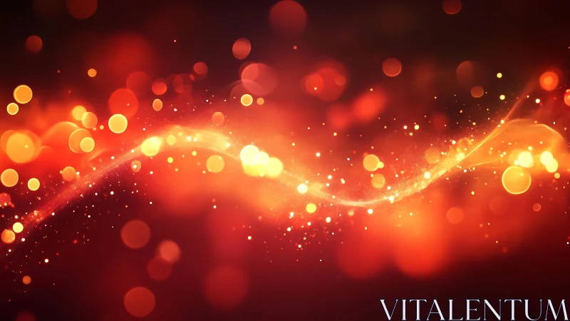 Glowing Abstract Orange Bokeh Light Wave on Dark Background.
