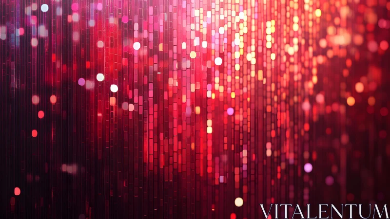 Vibrant Digital Mosaic in Red and Pink Abstract Light Pattern.