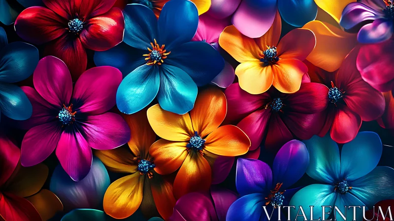 Vibrant Neon Flowers in Bold Spectrum.