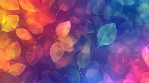 Colorful translucent leaf pattern on vibrant gradient