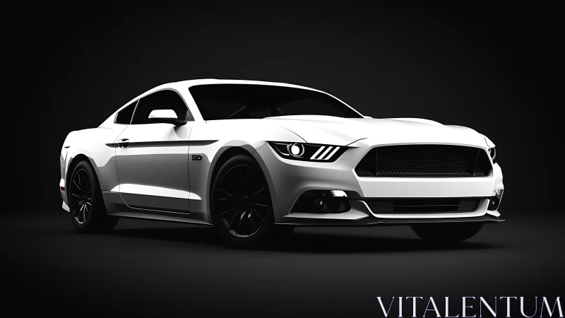 Sleek white sports coupe glows boldly against deep black