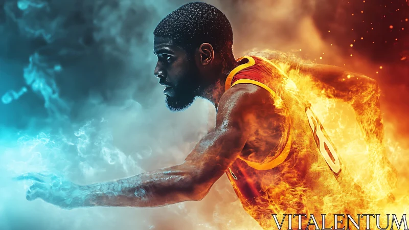 Basketball player sprints through fire and ice energy
