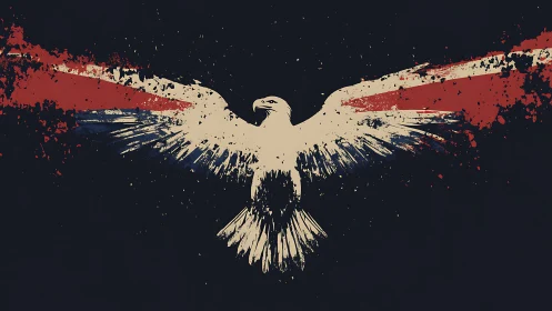 Shattered-ink eagle streaking through midnight patriotics.