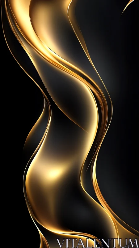 Curved metallic gold ribbons on dark gradient background.