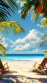 Tropical Coastal Paradise: Digitally Rendered Beach Sanctuary.