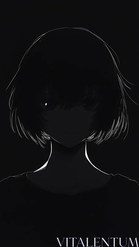 Softly lit anime silhouette holding quiet, moody mystery.