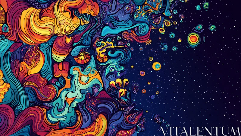 Psychedelic cosmic wave dissolves into star-dotted deep space