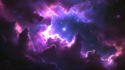 Violet nebula storm coils around radiant stellar core.