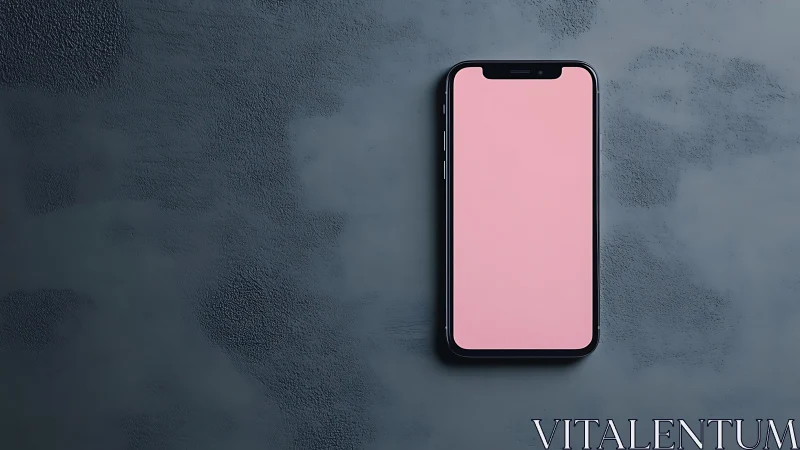 Phone on Textured Wall with Gentle Pink Glow.