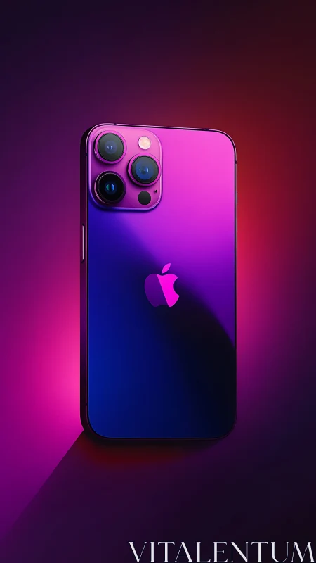 iPhone 13 Pro with triple camera system rendered against neon gradient background.