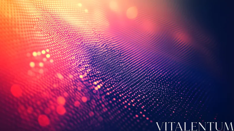 Abstract digital wave of glowing dots in vibrant neon colors.