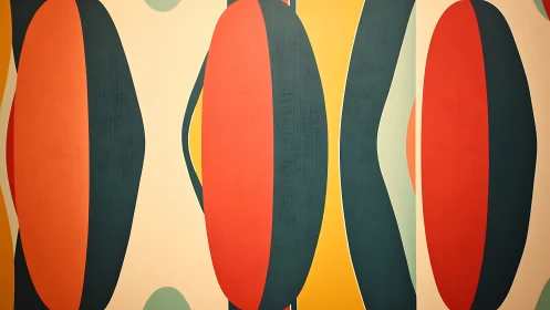 Elongated ovals and curves create bold retro abstractions.