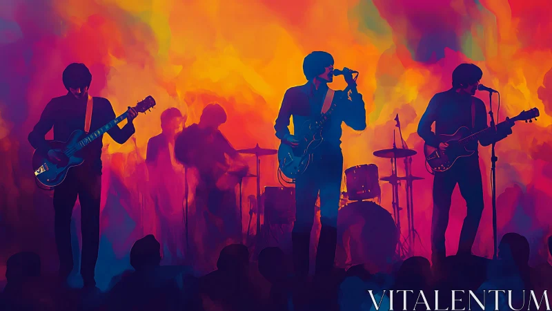 Color-soaked rock band performance glows in warm stage lights